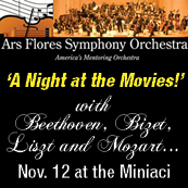 Enjoy classical music from popular films with 'A Night at the Movies' performed by the Ars Flores Symphony Orchestra.