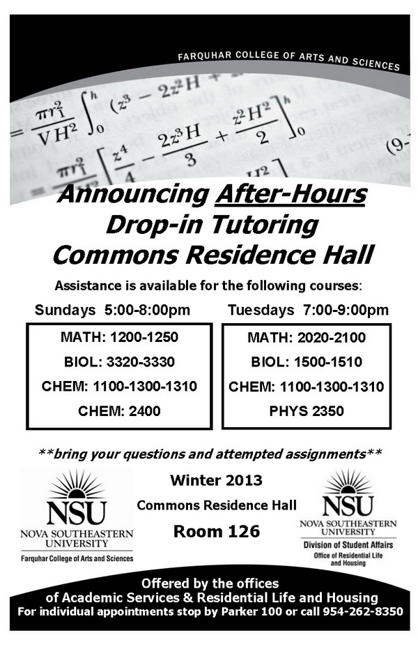 Announcing After-Hours Drop-in Tutoring