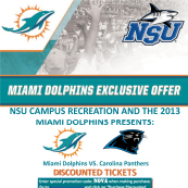 Discounted tickets to the Miami Dolphins vs the Carolina Panthers!