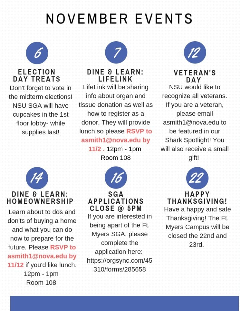Fort Myers November Calendar of Events NSU SharkFINS