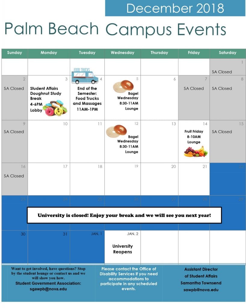 End of Semester Events Fall 2018