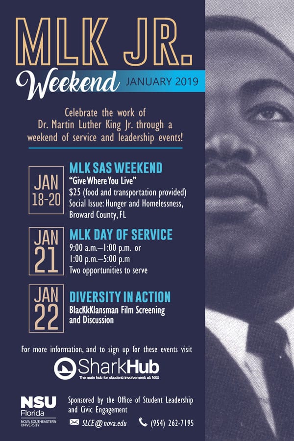 MLK Jr. Weekend Diversity in Action (Jan. 22) NSU SharkFINS