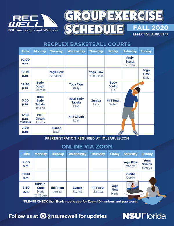 Recplex Group Exercise Schedule Fall