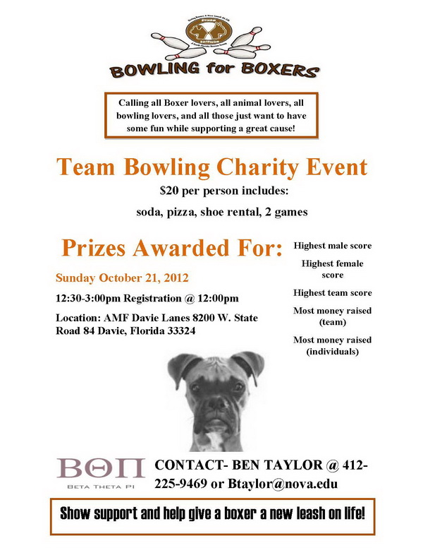Bowling for Boxer, team bowling charity event
