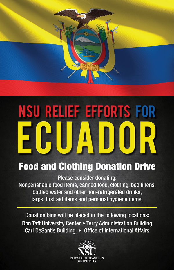 NSU Relief Efforts for Ecuador
